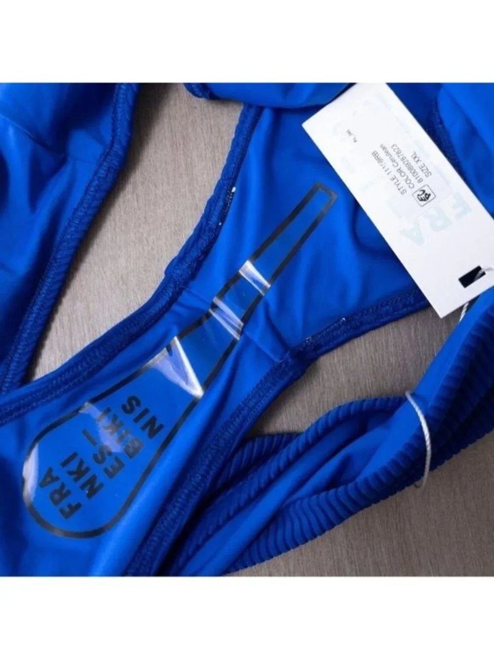 NWT Frankie's Bikinis Jenna Ribbed High Waist Bikini Bottom XXL Cerulean Swim